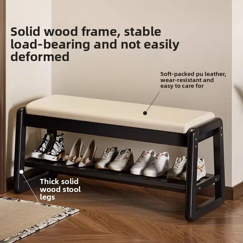 Factory Direct Compatible WithLuxury Solid Wood Shoe Changing Bench, Soft Cushioned Bench, Doorstep Shoe Wearing Bench