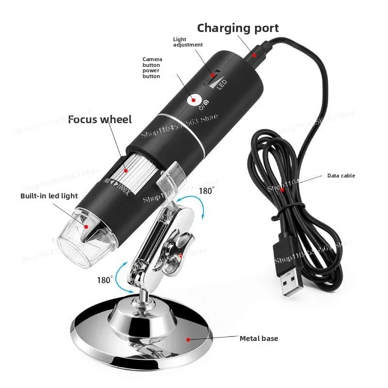 2MP HD Wireless Digital Microscope, 1000X Portable Magnifier for Phone Repair, Circuit Board, Hair Follicle & Fabric Inspection