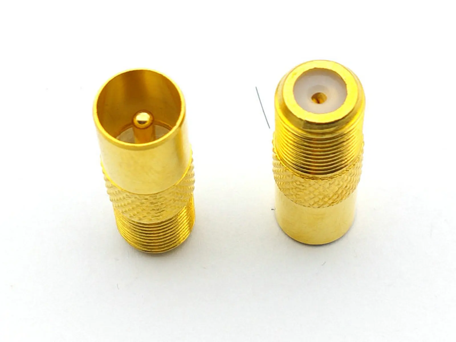 50pcs/100pcs Gold plated F female jack to IEC PAL DVB-T TV male plug RF connector