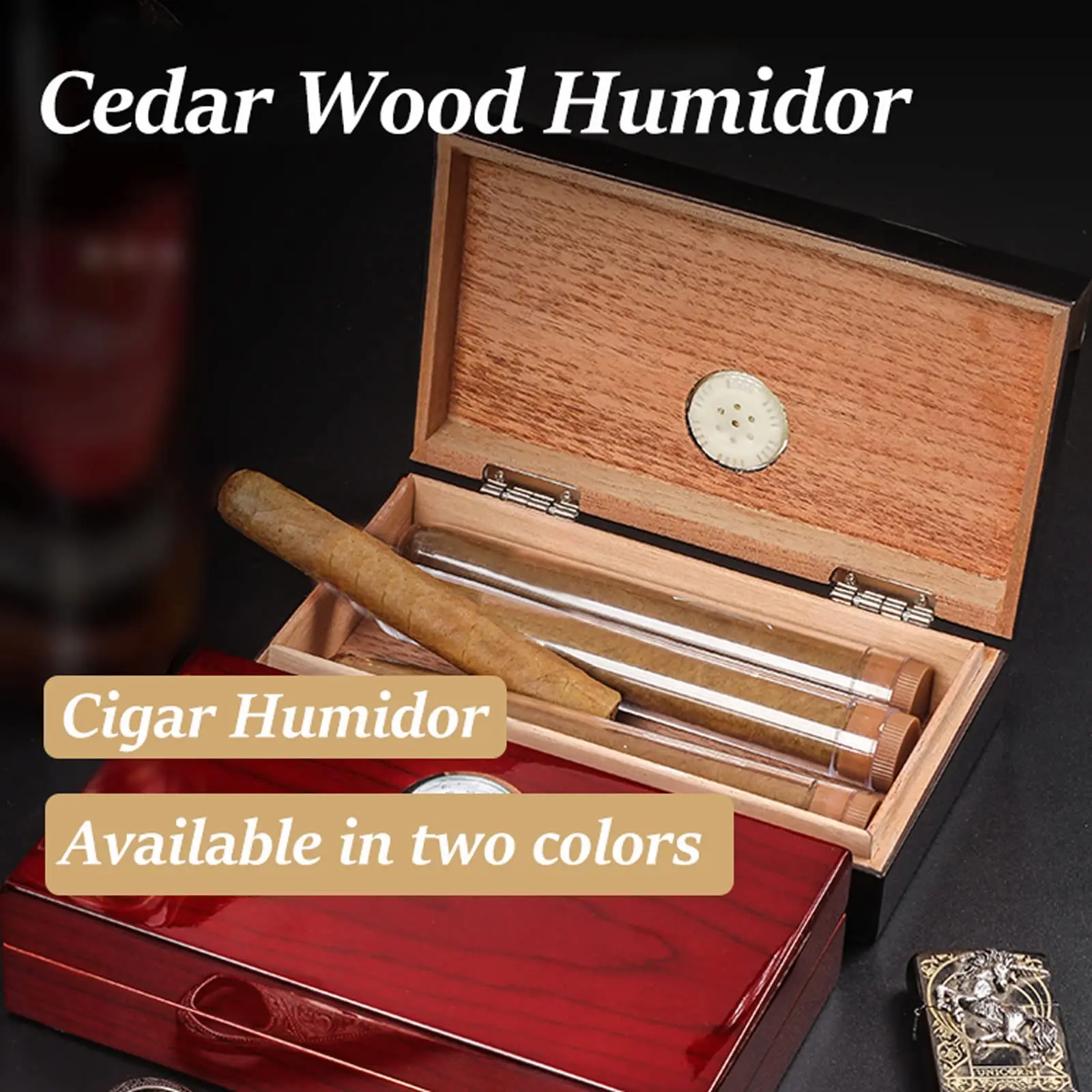 

CRUSHER Cedar Wood Cigar Box Case Humidor Box Case Cigar Humidifier Hygrometer Cigar Humidor Sigaren Box Cigarrate Case