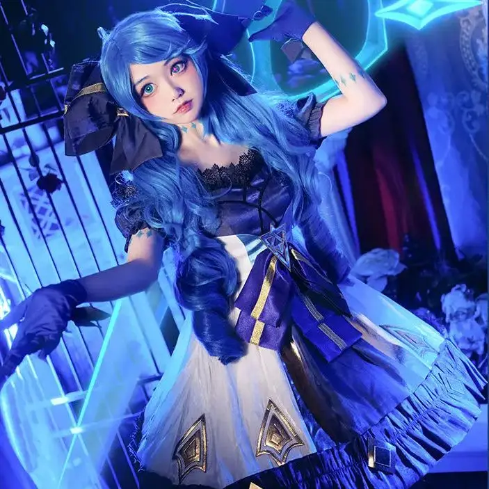 Lol League of Legends Fato Cosplay para meninas, Gwen Lingluo Doll, Jogo Lolita Vento Negro, Japão