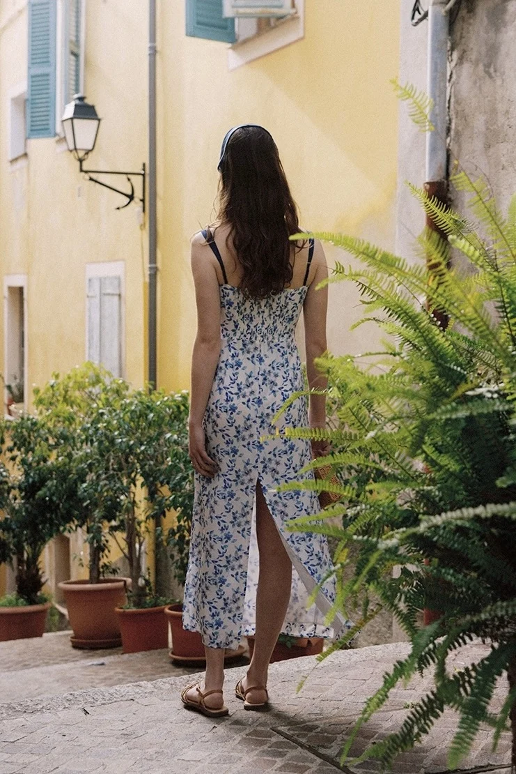 Vestido ceñido con estampado de flores para mujer, cuello cuadrado, sin tirantes, espalda elástica