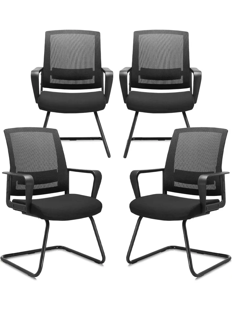 

Office Guest Chair with Lumbar Support and Mid Back Mesh Space Air Grid Series for Reception Conference Room 4 Pack
