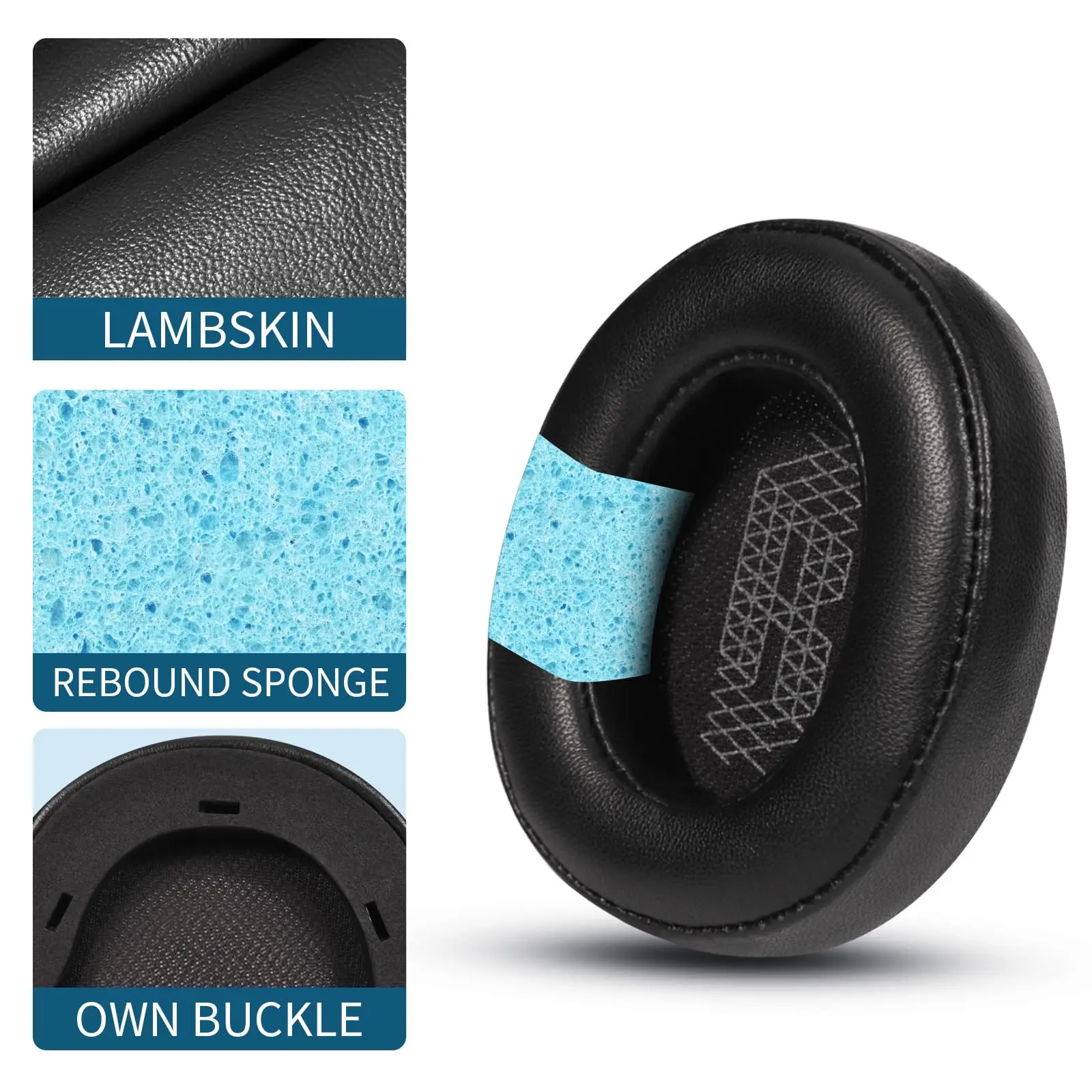Sheepskin Ear Pads for JBL Live 650BTNC, E65BTNC, Duet NC, Live 660 BTNC Replacement Memory Foam Earpads - view 3