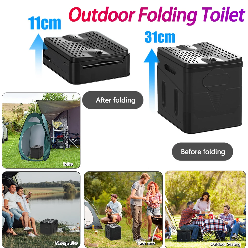 مرحاض قابل للطي، دلو مرحاض السيارة المحمول، قدرة تحمل قوية، سلة مهملات قابلة لإعادة الاستخدام لجولة السفر في حالات الطوارئ ذاتية القيادة #1