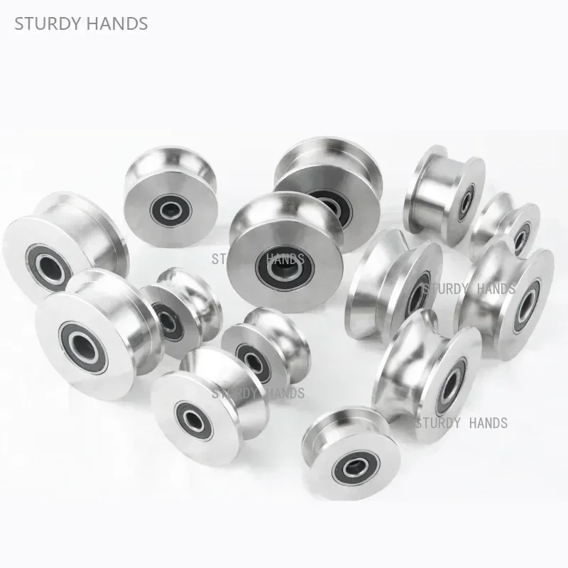1pcs Stainless Steel Track Pulley Bearing Quiet Wheel Sliding Door V/U/H Type Grooved Steel Wire Rope Directional Roller - view 2