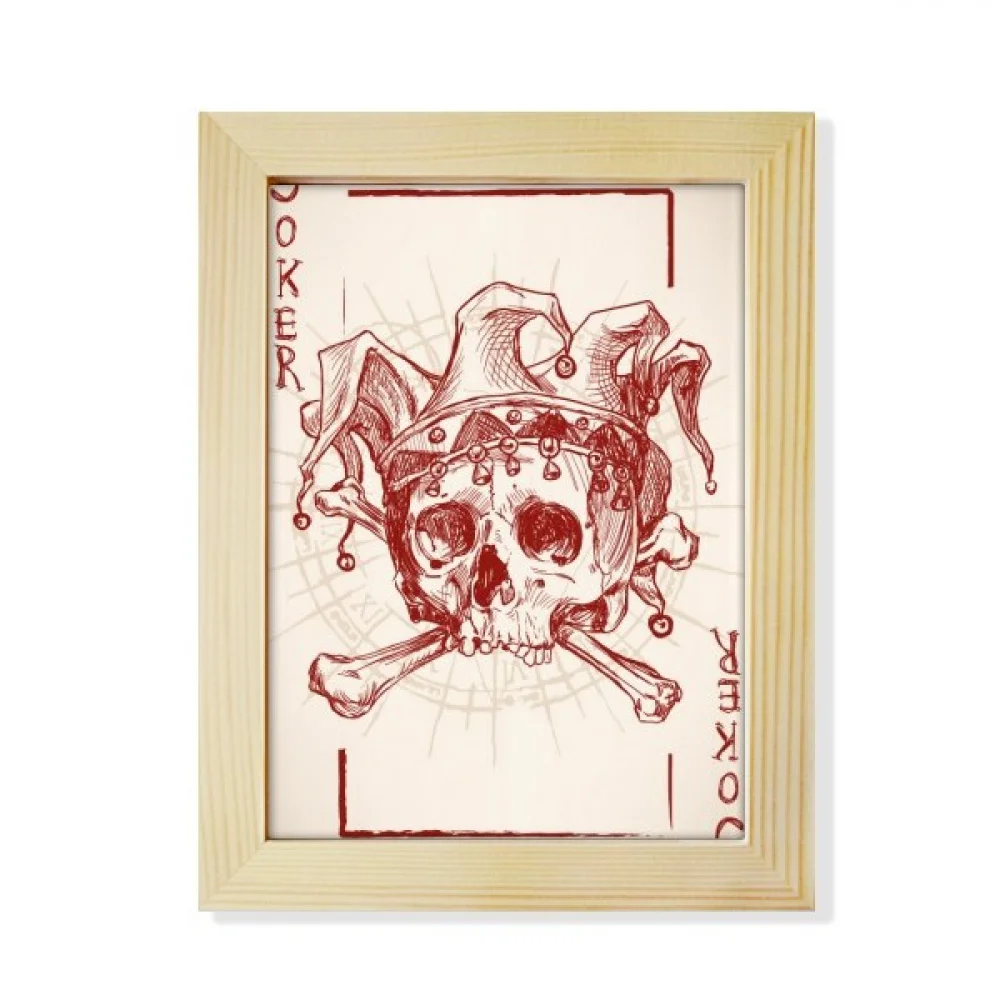 red crown skeleton poker card pattern desktop adorn photo frame display art painting wooden