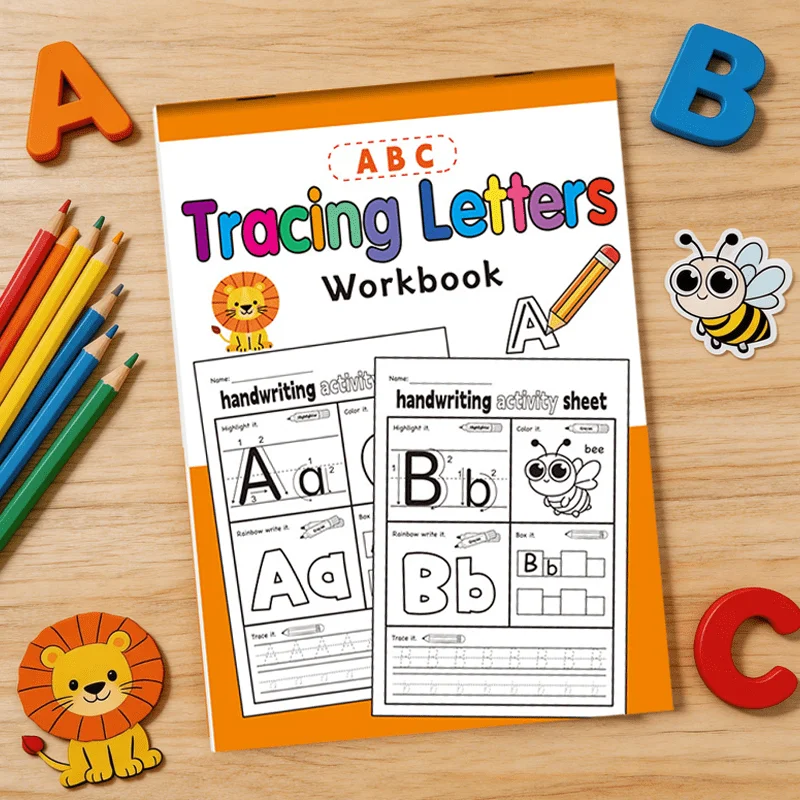 5 Fun Letter Games, 32 Pages, English Letter Control Pen Training,Interactive Coloring Activity Drawing Book, Letter Workbook