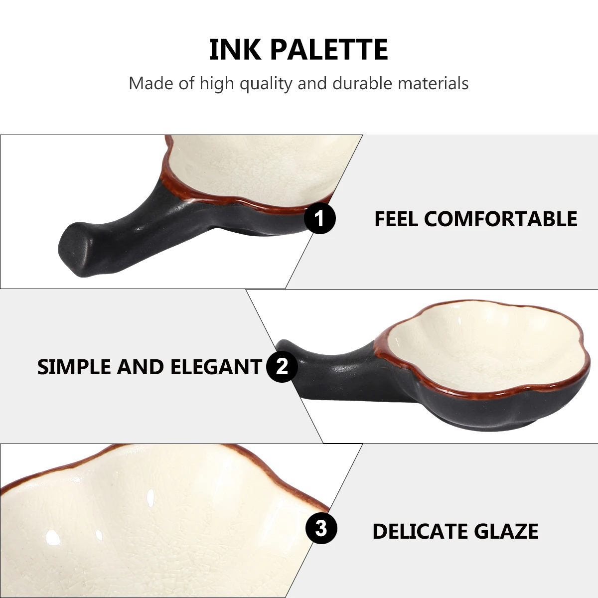 

Ceramic Ink Plate Ice Crack Glazed Surface Smooth Color Mixing Tray Calligraphy Painting Brush Holder Writing Brush Pen Holder