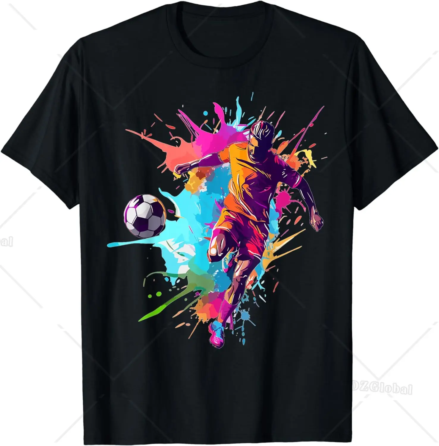 Graphic Birthday Gift Soccer Football Player Paint Splash T-Shirt Men Clothing Streetwear Graphic T Shirts Camisas Harajuku