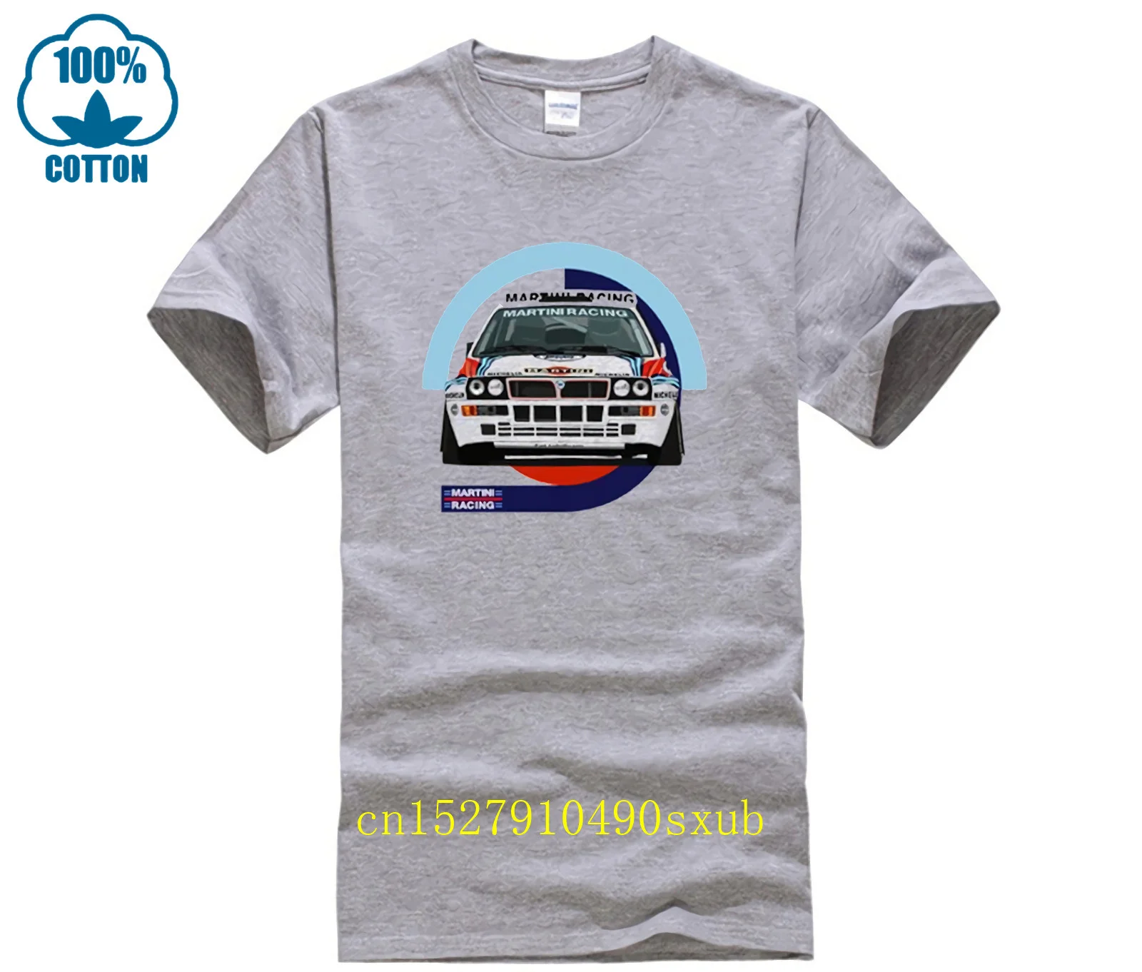 Lancia Delta Integrale Classic Rally T Shirt White or Gray Martini Racinger Print Tee Cotton Men Short Sleeve Clothing