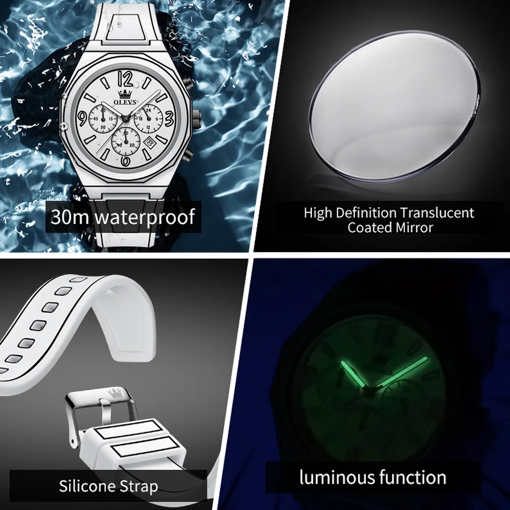 OLEVS Orologio da polso al quarzo di alta qualità cinturino in silicone impermeabile design alla moda orologio da uomo stile fumetto orologio da uomo Reloj Hombre