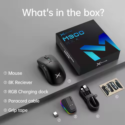 Delux M900PRO Wireless Gaming Mouse Ergonomic 8K Polling Rate PAW3395 63g Magnetic RGB Charging Dock for Right Big Hand PC Gamer - Image 6