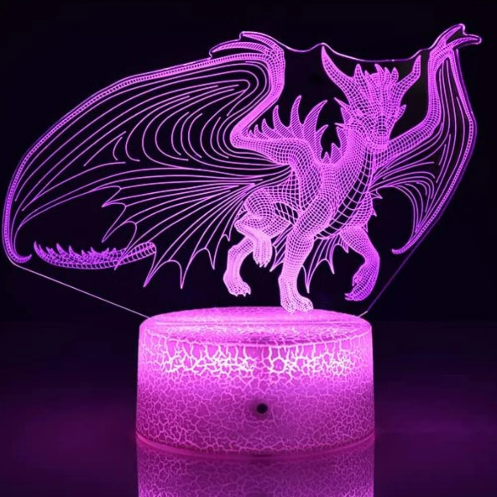 Dragon Night Light Acrylic LED USB Table Bedside Lamp Birthday Gifts Christmas Present for Boys Baby Sleep Lights Room Decor