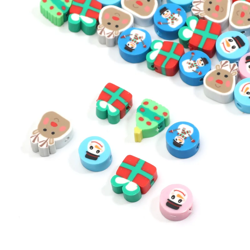 Mix Christmas Polymer Clay Beads Loose Spacer Beads For Jewelry Making Diy Needlework Bracelet Christmas Decoration 20/50/100pcs