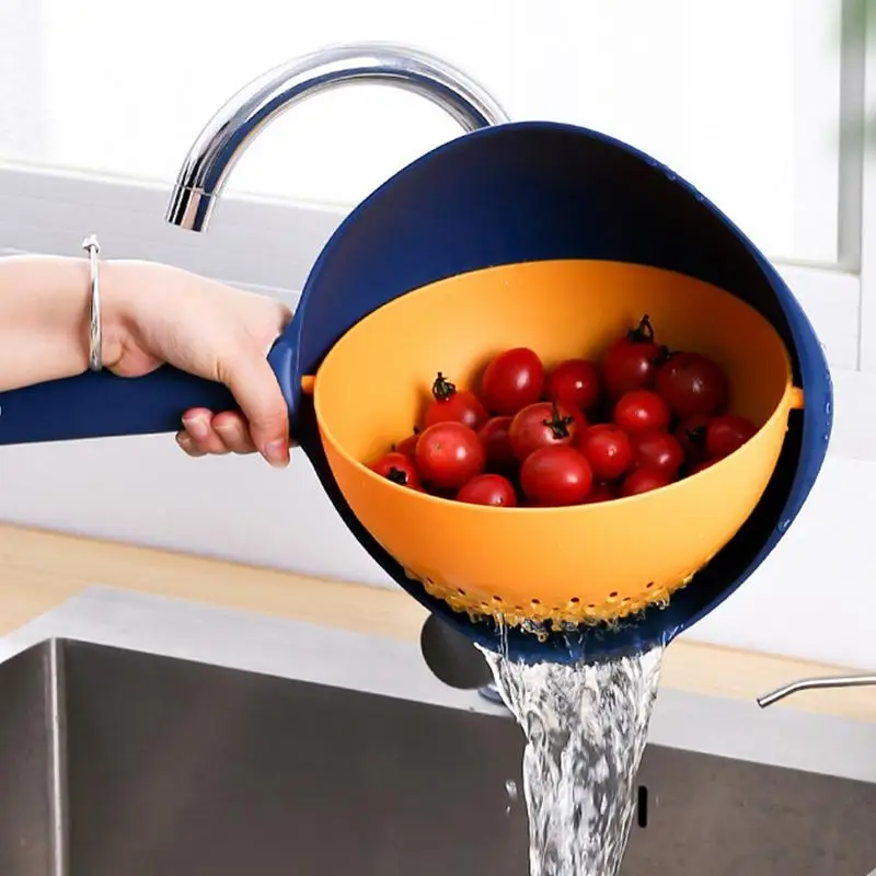 קערת מסננת אורז מסננת קיבולת גדולה עם שכבה כפולה-חיסכון בשכבה כפולה-חיסכון בכיור