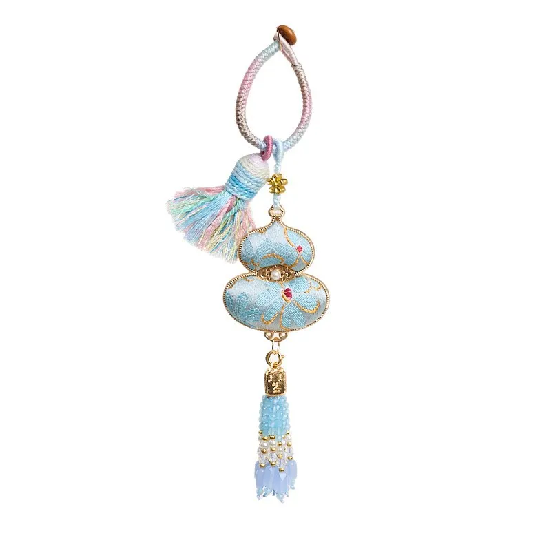 2025 New Style Lingyin Song Brocade Gourd Pendant Five Blessings Peace Embroidered Tassel Keychain Bag Charm