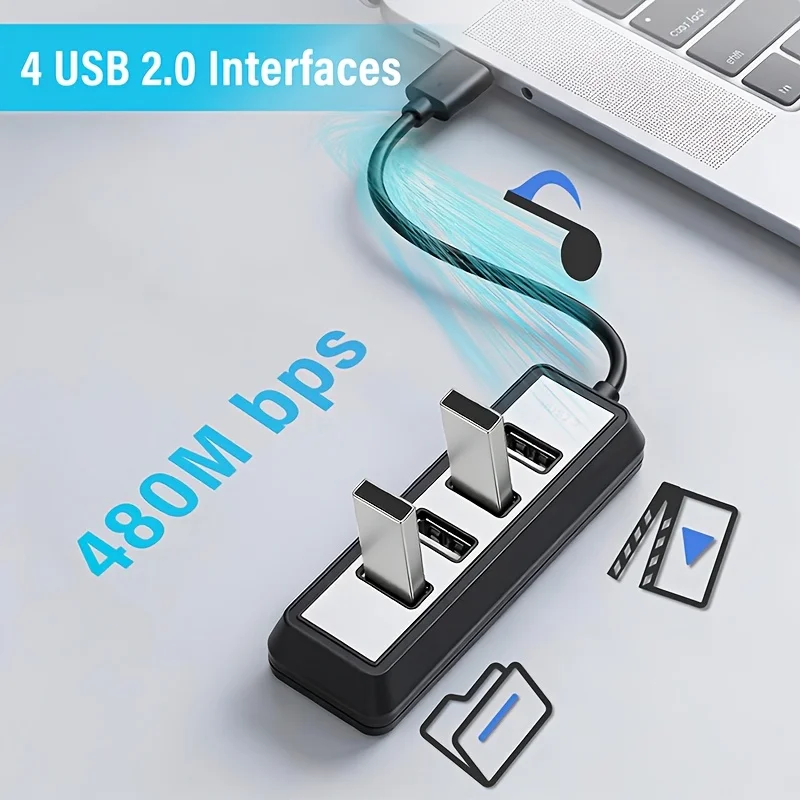 4-Port USB-C Hub Splitter USB 2.0 Hub Adapter 480Mbps  Data Transfer Type-C Hub for For Laptop PC PS4 Flash Drive Mouse Keyboard