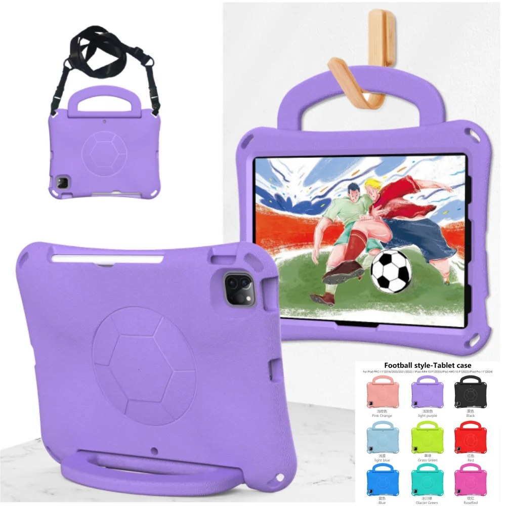 

Детский чехол из ЭВА для iPad 11th 11 дюймов 10th 10.9" Air 11 M3 M2 2025 2024, противоударный чехол-подставка в стиле футбольной сетки с ремешком