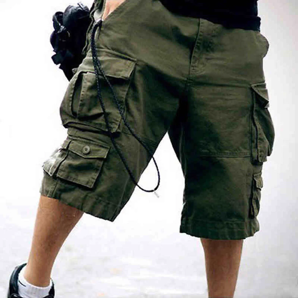 Big Size Straight Loose Multi-pockets Overalls Shorts Men Summer Outdoor Hiking Climbing Sports Camouflage Beach Short Trouser