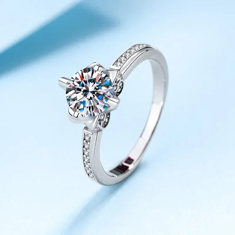 

Роскошные 1-каратные платиновые кольца с короной из муассанита для женщин, сертификат, обручальные кольца с бриллиантами Pt950, ювелирные изделия, изысканные подарки