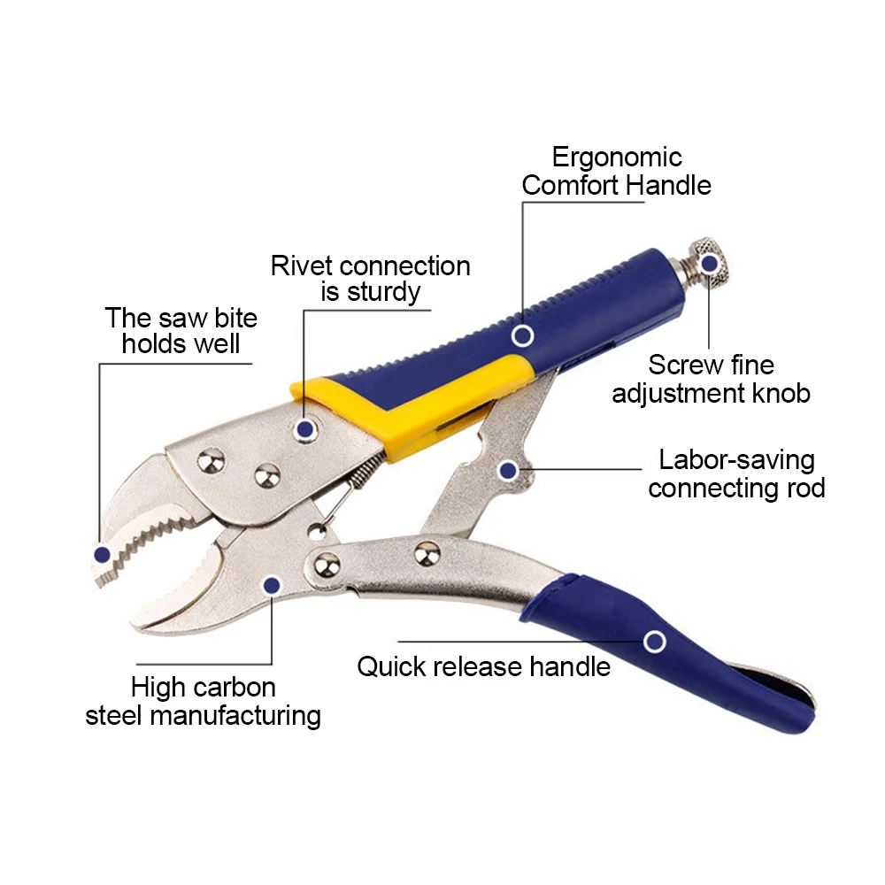 Locking Pliers CRV Lock Pliers Curved Jaw Pliers Straight Long Nose Pliers Multi-function Clamp Tool Welding Tools