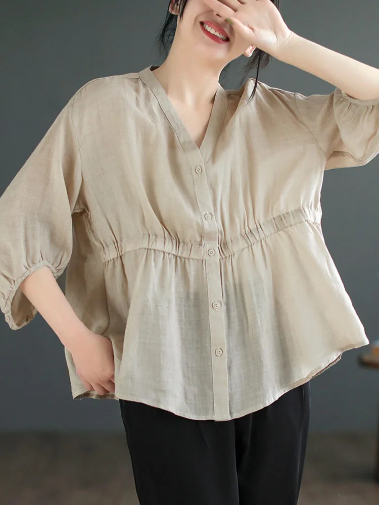 Max LuLu 2023 Korean Elegant Blouses Womens Summer Fashion Loose Linen Big Size Shirts Ladies Casual Luxury Vintage Classic Tops