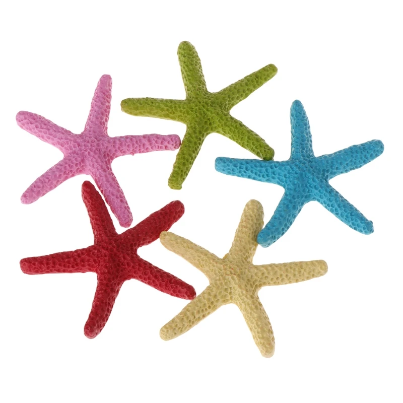 พิพิธภัณฑ์สัตว์น้ำ 5 ชิ้นปลาดาวประดิษฐ์ Polyresin Seastars จำลองเครื่องประดับ