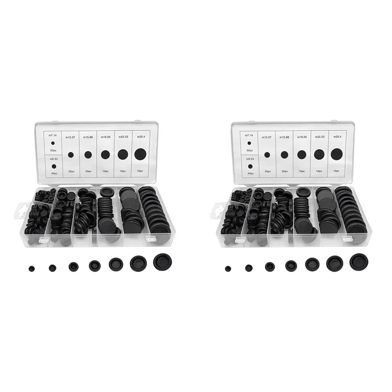 

【Popular】340Pcs 7 Sizes Rubber Grommet Assortment Kit, Firewall Hole Plug Set Electrical Wire Gasket Solid Hole Plugs Set