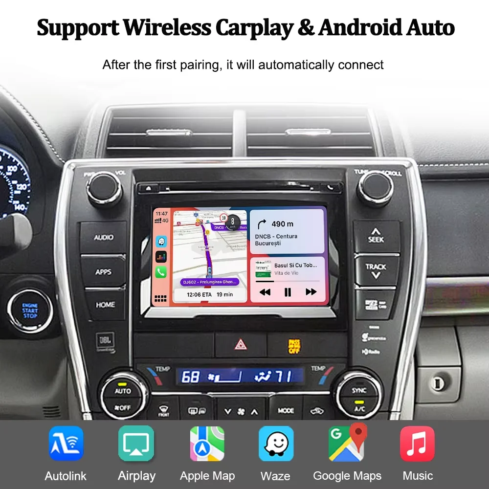 Wireless CarPlay Android Auto Car Decoder For Toyota Touch2 & Entune2.0 Tundra Corolla Highlander Tundra Sienna Prius Yaris Camry With Mirror Link AirPlay BT GPS Navigation Module