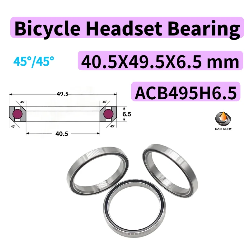 Bicycle Head Tube Steering Angular Contact Bearing ACB495H6.5 40.5x49.5x6.5 Double 45° Contact