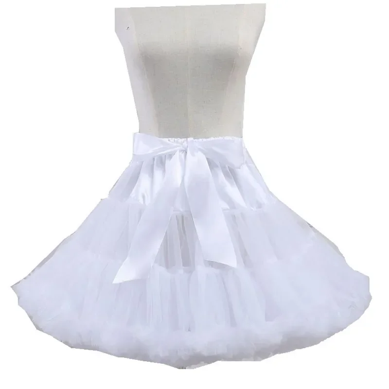 Women Lolita Cosplay Petticoat A Line Puffy Tutu Skirt Layered Tulle Ballet Dance Pettiskirts Big Bowknot Underskirt