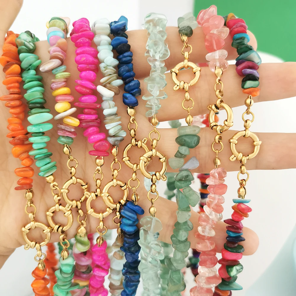 Boho Anchor Clasp Necklace Women Choker Shell Stainless Steel Geometric Chain Basic DIY Gold Color PVD Waterproof Wholesale