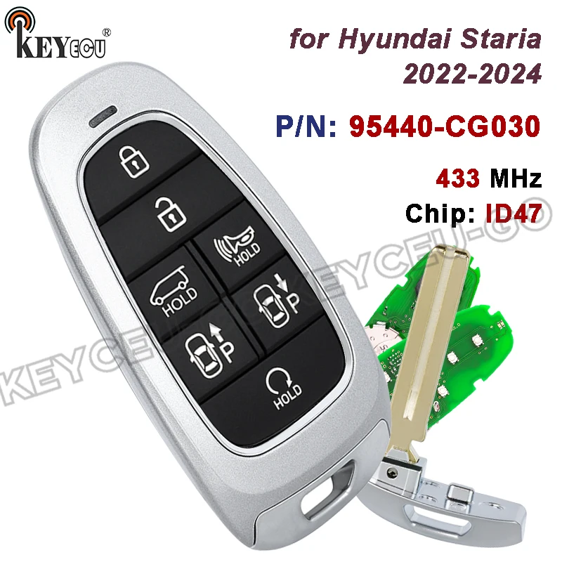 

KEYECU 433MHz ID47 Chip P/N: 95440-CG030 FCC ID: TQ8-FOB-4F28 for Hyundai Staria 2022 2023 2024 Keyless-Go Smart Remote Key Fob