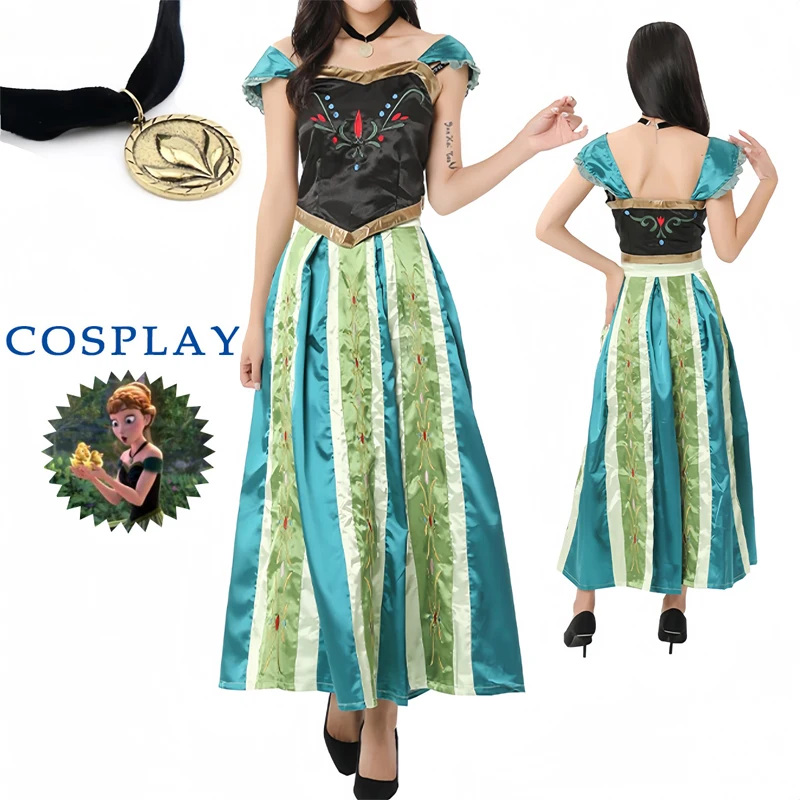 

Women's Princess Anna Dress Costume Halloween Christmas Cosplay Fancy dress Coronation