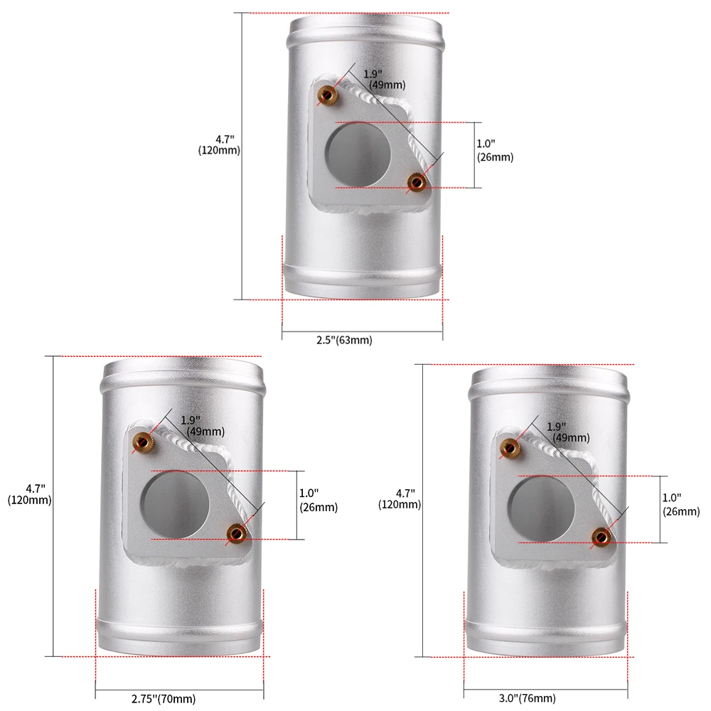 ZSRacing New 2.5"/2.75"/3" Aluminum Car Air Flow Meter Base Air Intake Sensor Mount Adapter For Toyota Mazda Subaru Honda MAF005 - Image 3