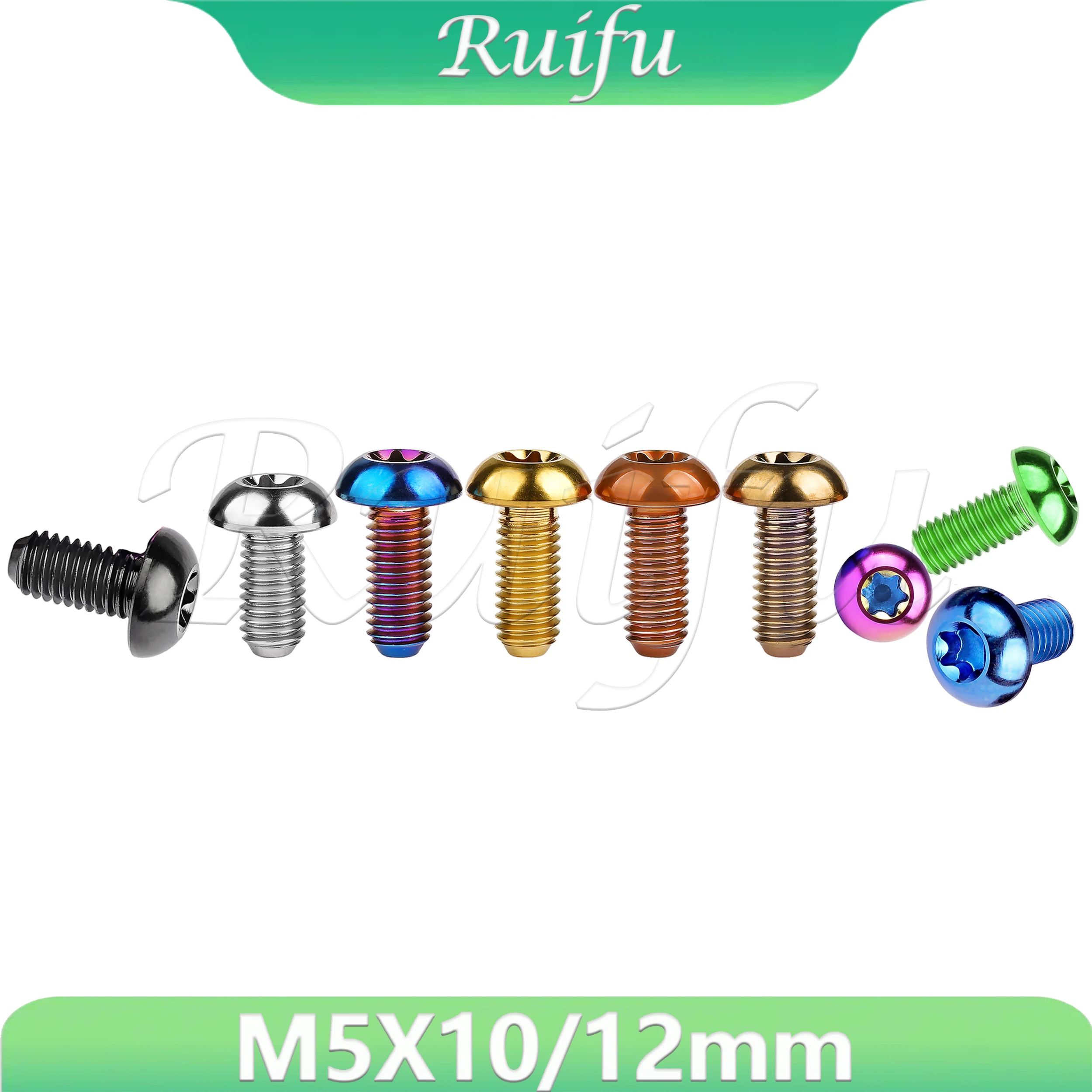 

Ruifu Titanium Bolt M5X10/12mm T25 Torx Head Screw for Bicycle Disc Brake Rotors Mountain and Road Bike
