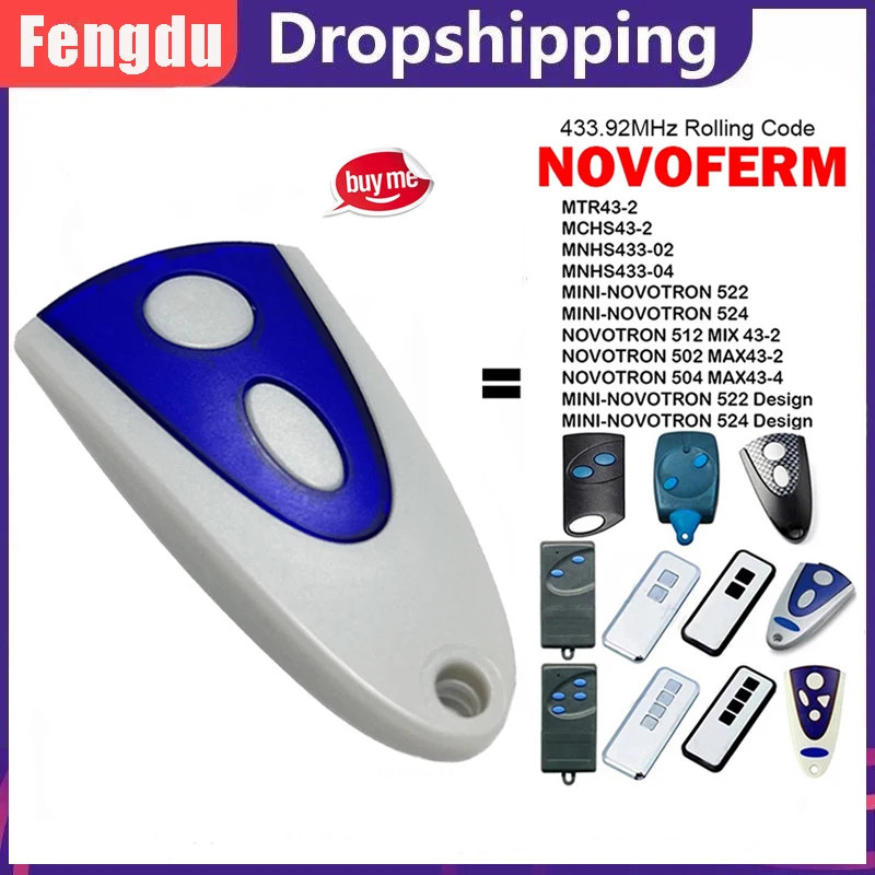 NOVOFERM Garage Remote Control NOVOFERM MINI-NOVOTRON 522  524 MTR43-2 MCHS43-2 MNHS433-02 MNHS433-04 Design Transmitter