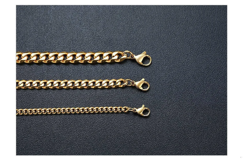 Vnox kubanische Ketten halskette für Männer Frauen, Basic Punk Edelstahl Bordstein ketten kette, Vintage Gold Farbe Massiv metall kragen – Detail 21