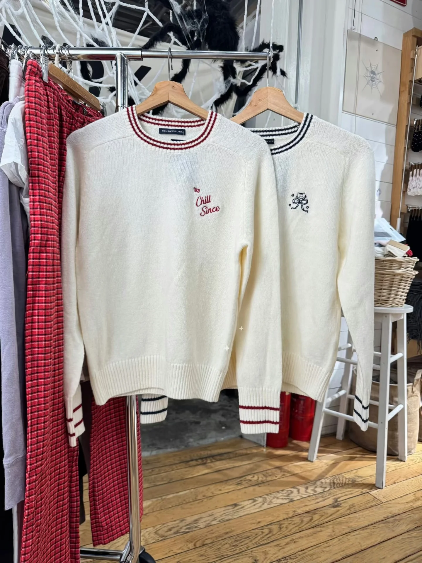 

BM College Sle круглый свитер с вышитыми буквами, женский цветной свитер в полоску Blo Stripe Sve, вязаный irt Chill с хлопка Lon...