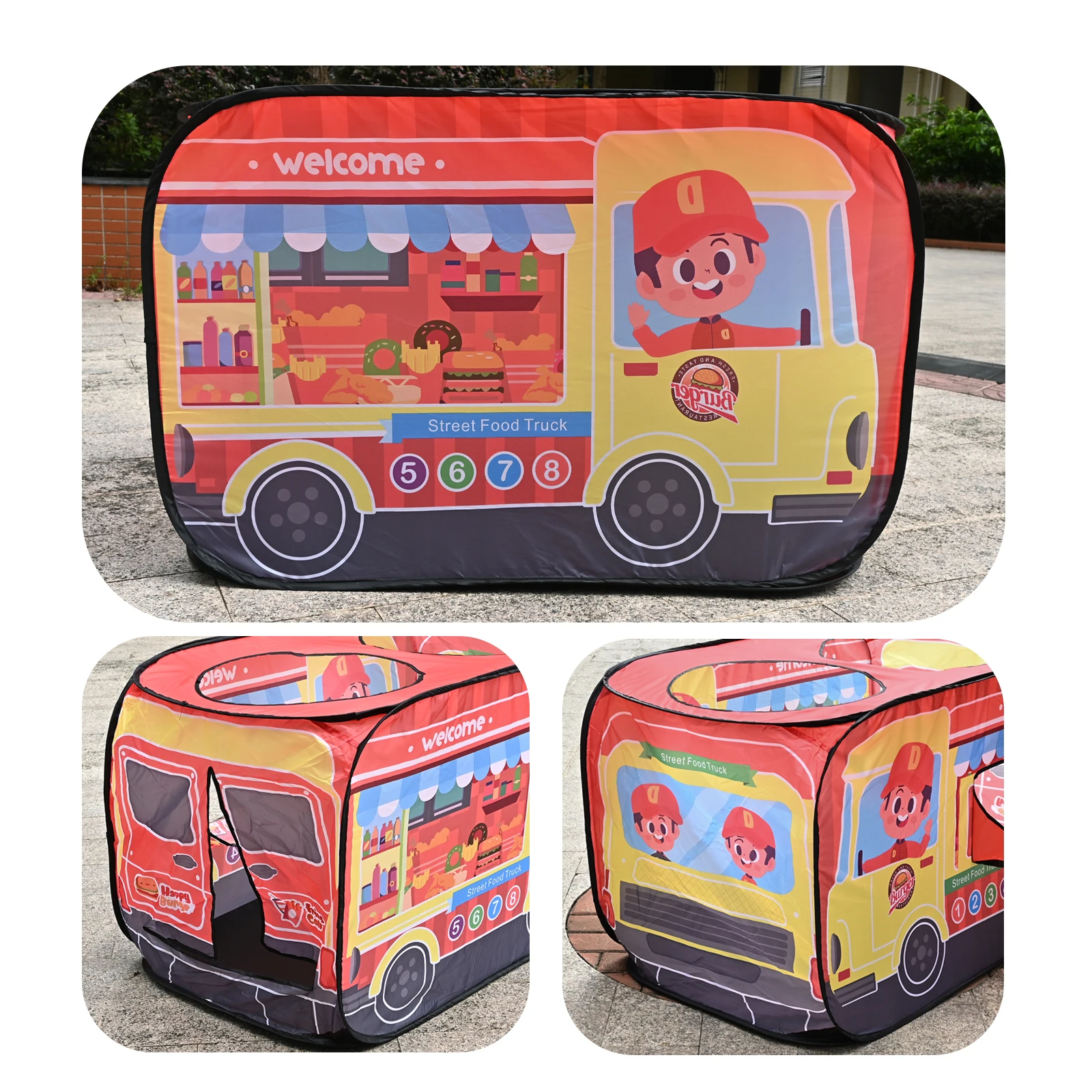 Giocattoli per la casa da gioco per bambini Tenda per hamburger da interni Maschio e femmina Interazione genitore-figlio Casa da gioco per auto Piccola casa pieghevole