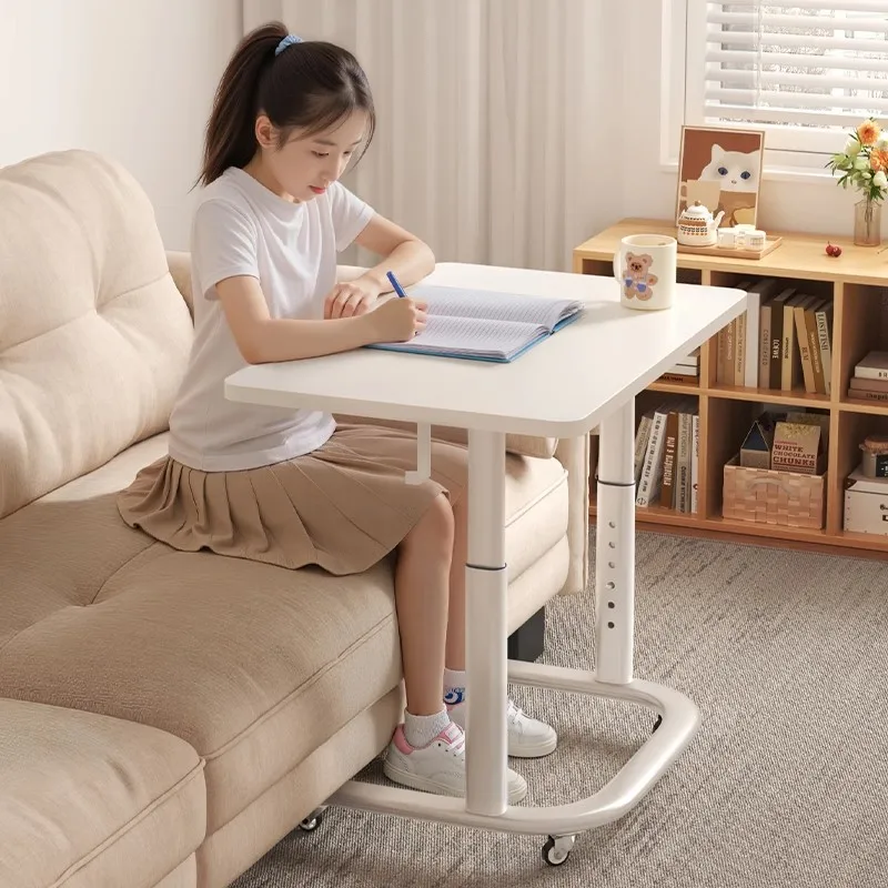 Height Adjustable Rolling Bedside Table for Laptop Study Work in Living Room Bedroom