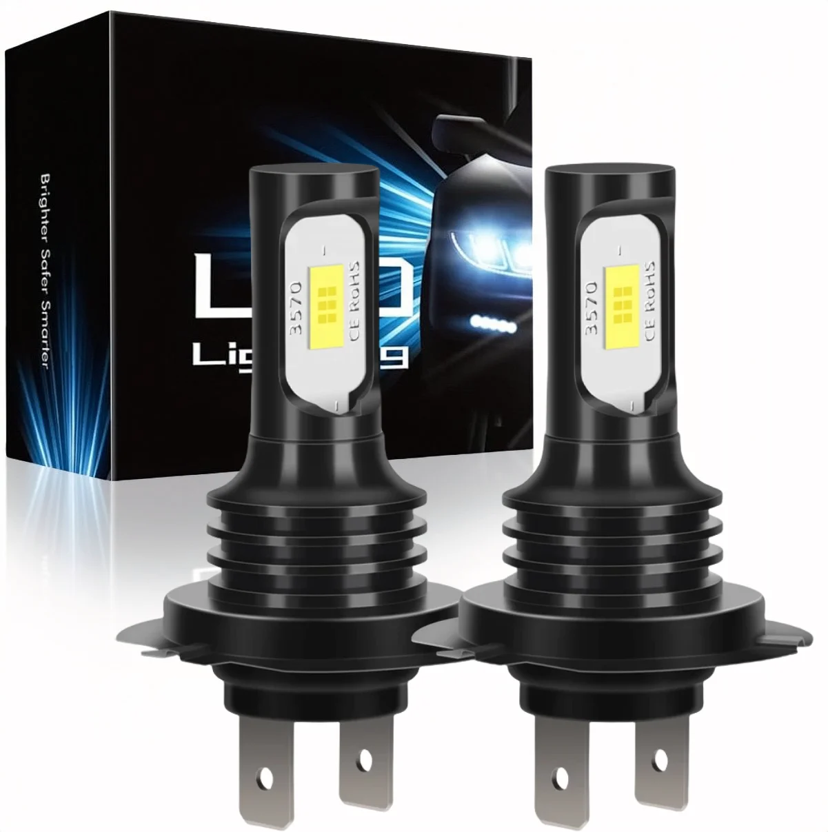 

2PCS H7 3570 LED Headlight High Low Beam Bulb Kit 6000K White 55W 5500LM Super Bright