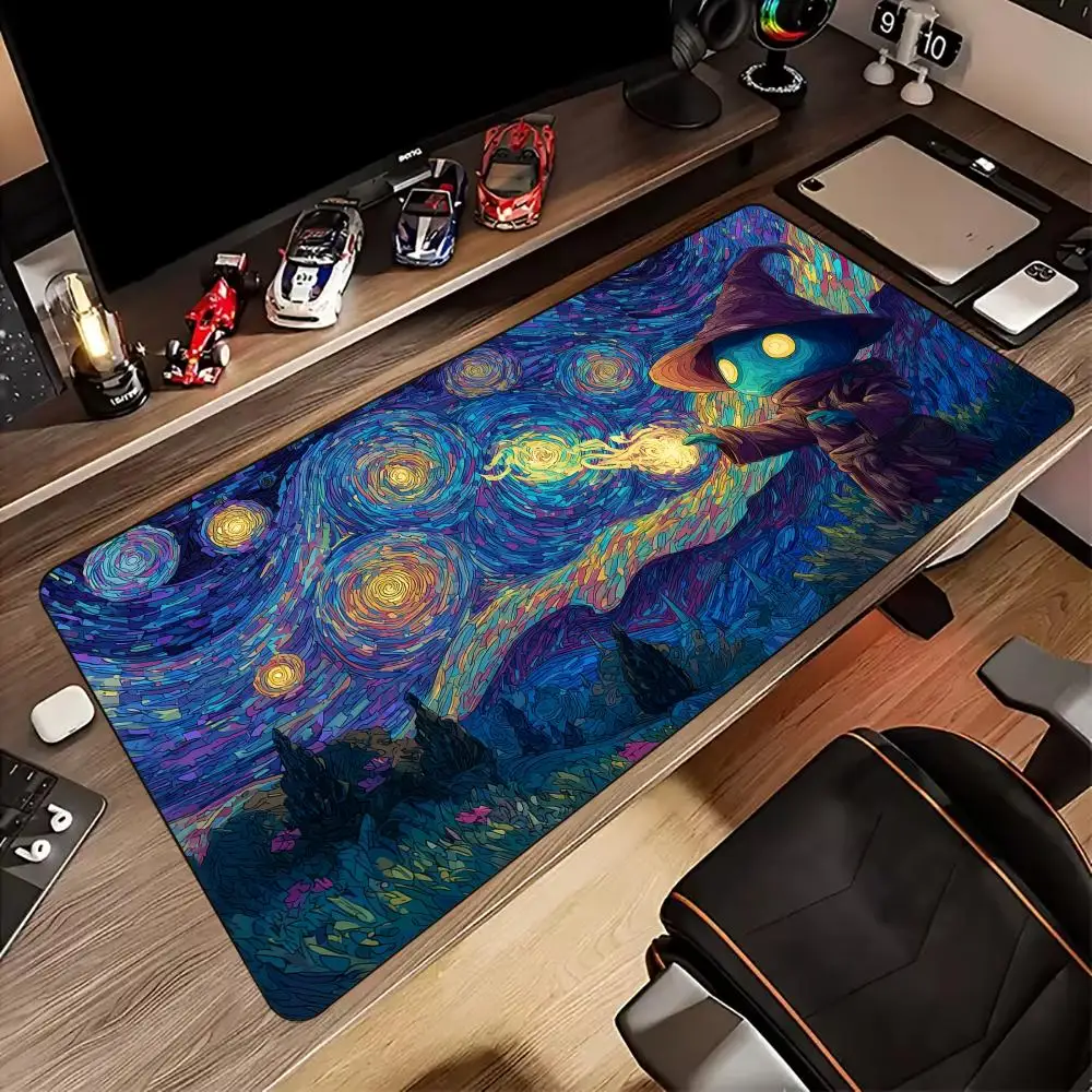 

Star Moon Night Wizard Mouse Pad Desk Mat gaming mats rubber anti-slip Durable pc accessories keypad mouse pads maus pad rug