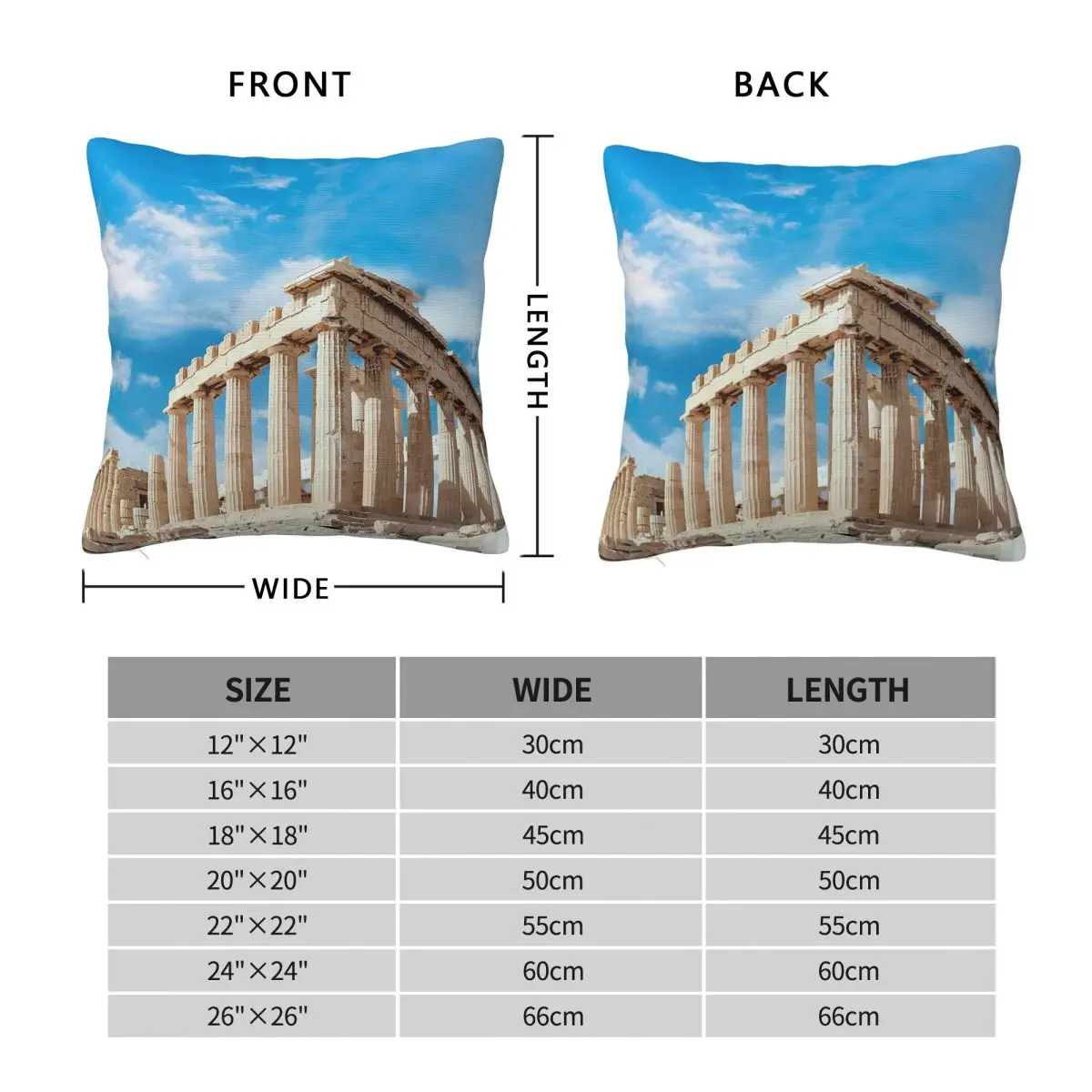 Temple Of Parthenon In Athens Hellas Square Pillowcase Polyester Linen Velvet Pattern Decor Home Cushion Case Wholesale 45x45