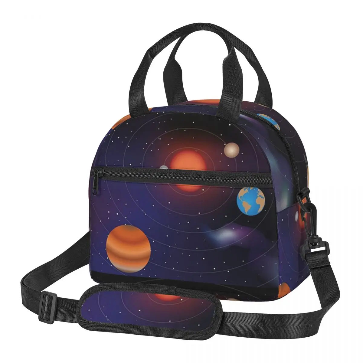 Zonnestelsel Ruimte Planeten Universum Lunchtassen Geïsoleerde Bento Box Draagbare Lunch Tote Picknickzakken Koeltas voor Vrouw Meisje