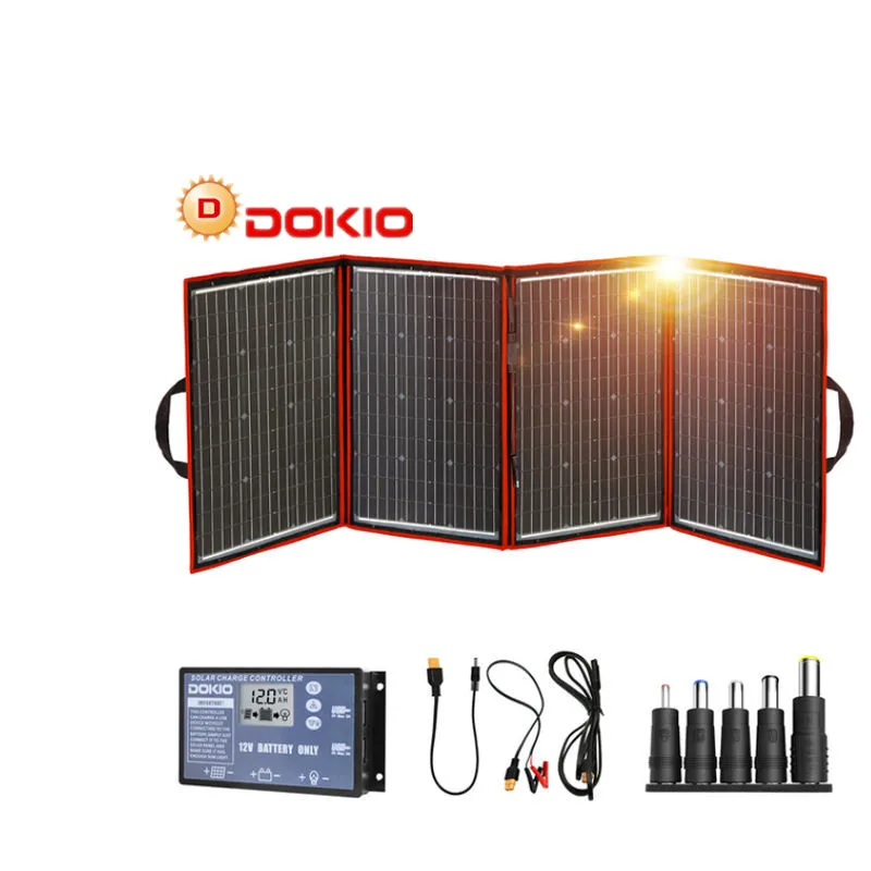 DOKIO Mini  Solar System 200W 220W Top Quality18V Charger Folding Portable Solar Power for Outdoor Camping