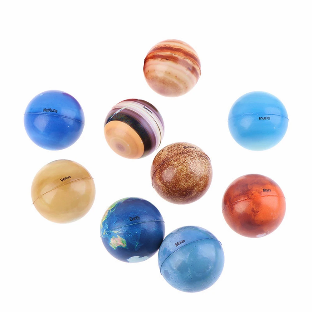 6,3 cm Ball Spielzeug Hüpfball Sonnensystem Stressabbau Acht Planeten Druck Stern Ball Mond Stern Ball Erde Globus Ball