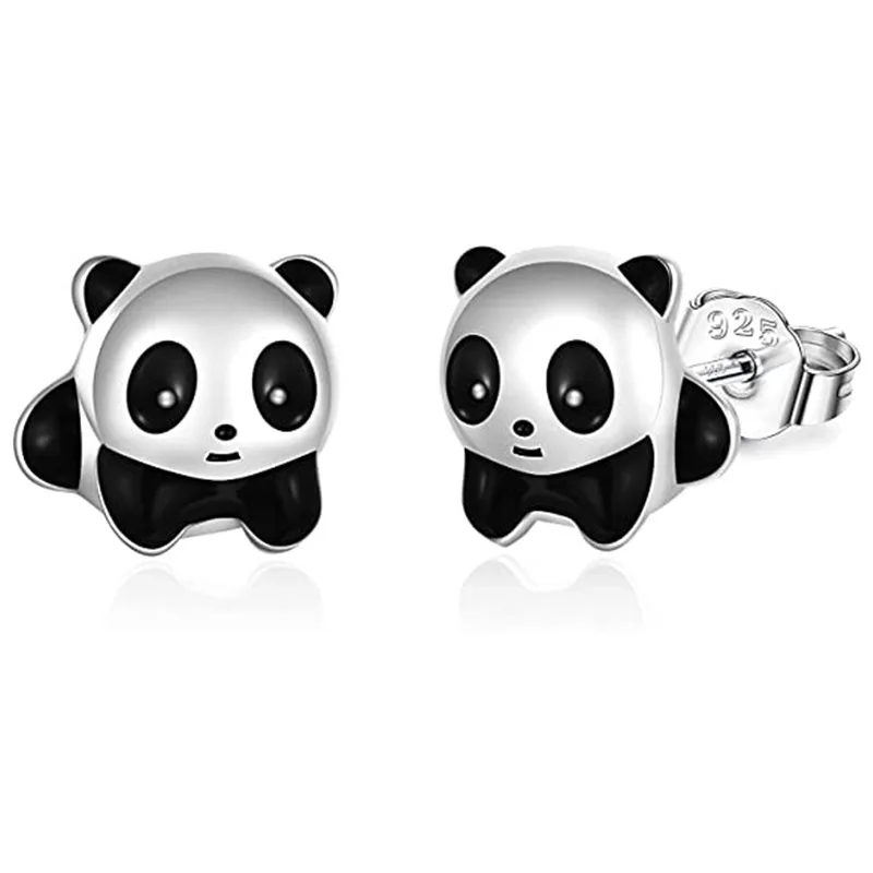 Modern Fashion Animal Stud Earrings Sparkling Panda Earrings Temperament Elegant Accessories Statement Jewelry