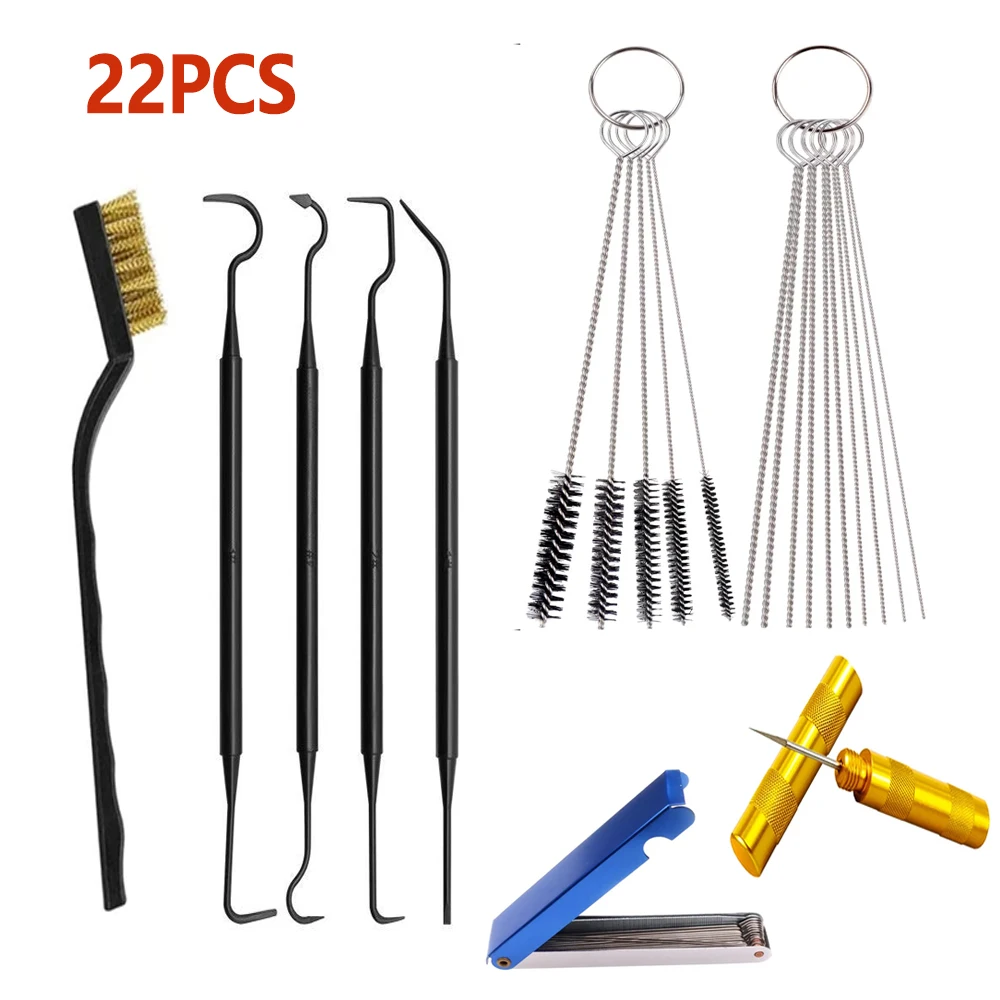 

22Pcs Cleaning Brush Set Airbrush Spray Gun Nozzle Cleaning Needle Double-end Nylon Hook Brushes Clean Accessories